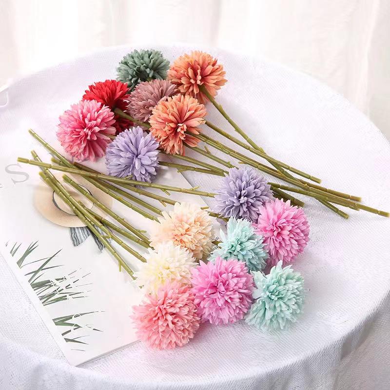 3PCS Hydrangea Artificial Flowers Fake Dandelions Bouquet Wedding Decoration Home Room Decor DIY Pompon Bridal Accessories