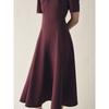 Za2025 Spring New Women's Clothing Waist-Tight Slim Looking Wave Wide Round Neck Short Sleeve Midi Skirt Dress 2648952