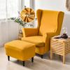 Stretch Spandex Wing Chair Cover Solid Color Armchair Covers Removable Single Sofa Covers With Seat Cushion Slipcover
