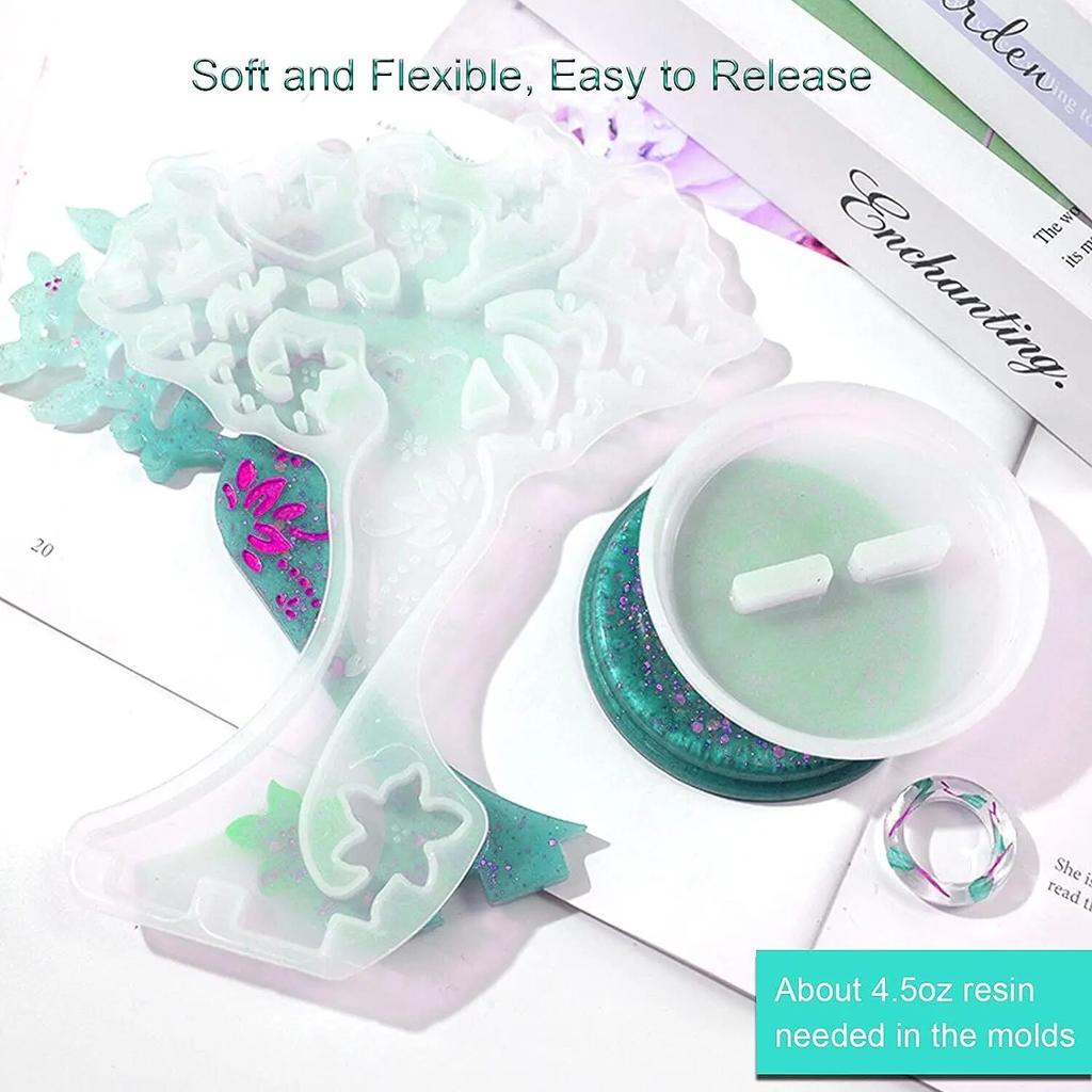 DIY Crystal Epoxy Resin Mold Set DIY Jewelry Stand Mold Jewelry Display Stand Mirror Swing Table Silicone Mold