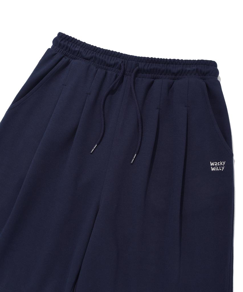 WACKY WILLY Double-Tuck Bermuda Sweat Shorts Navy