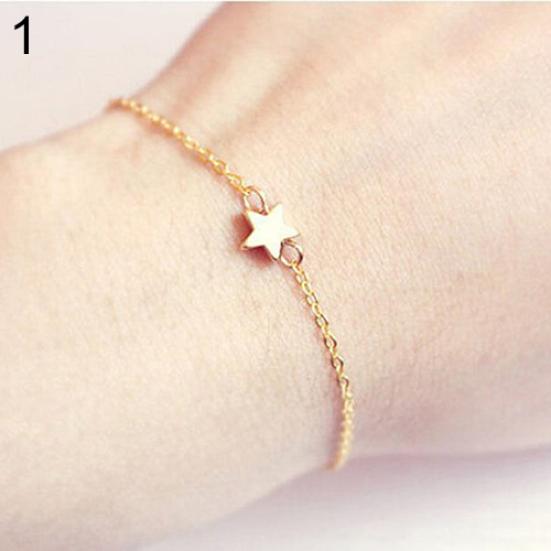 Women's Girls' Jewelry Gift Gold Plated Charm Chain Star Bracelet