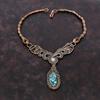 Tibetan Turquoise Necklace Copper Wire Wrapped Necklace Handmade Gemstone Jewelry Rainbow Moonstone Necklace Gift For Mom Wire Wrap Jewelry