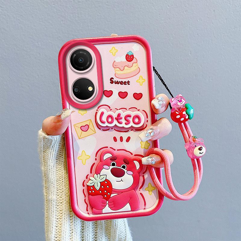 KEYSION Противоударный чехол для Honor X7 с ремешком Мягкий силиконовый милый 3D мультяшный чехол для телефона с куклой для Huawei Honor X7