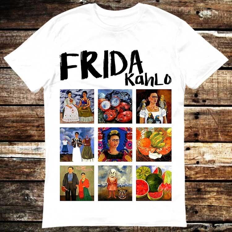 Frida Kahlo Artworks Paints Collage T Shirt 6180