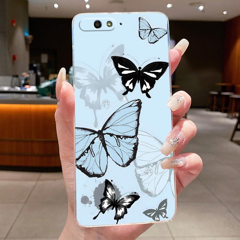 Phone Case For Huawei Y6 2018 Fundas Capa Butterfly Bow Protective Casing Transparent Soft Silicone TPU Cover Coque