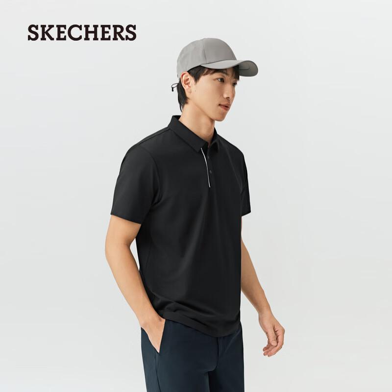 Skechers Мужская быстросохнущая вязаная жаккардовая рубашка-поло