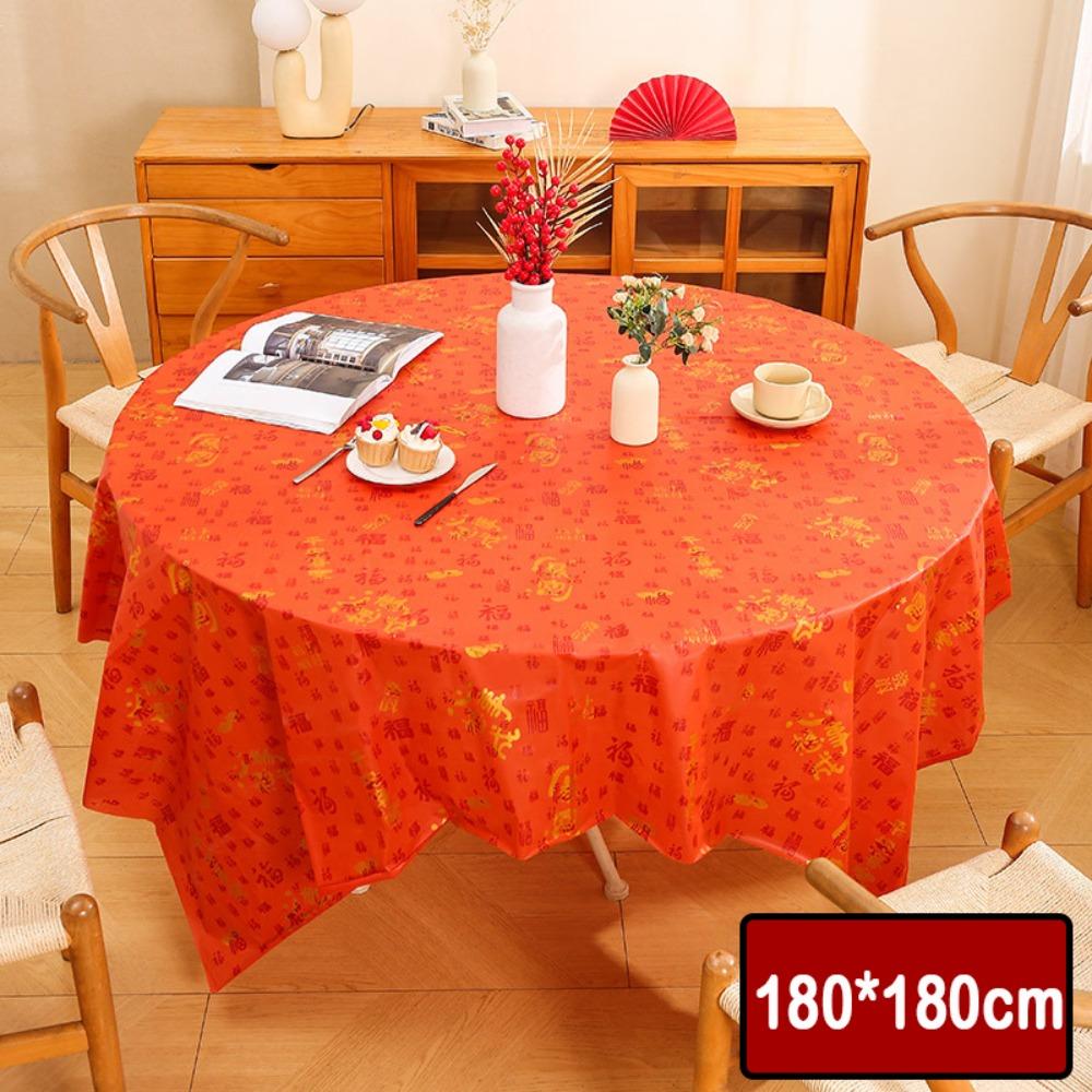 Thickened Chinese New Year Table Cloth PEVA Red Festive Table Cloth  New Year Party Supplies