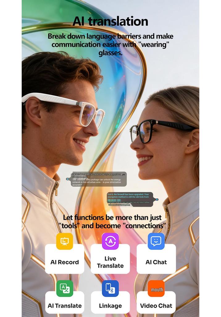 Smart AI Bluetooth Sunglasses: Real-time Translation in 100+ Languages, Music & Calls