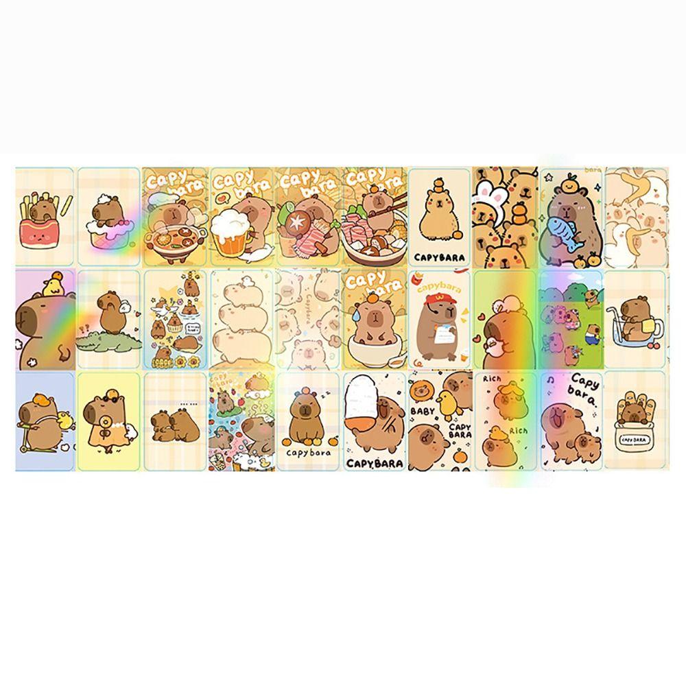 30Pcs Glitter Capybara Photocards Double-sided Collection Cards Kawaii Lomo Cards