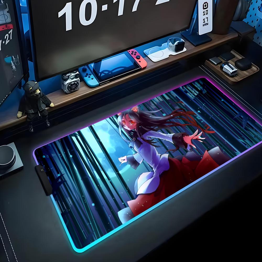 imaizumi kagerou Mouse Pad RGB Gaming Mousepad Big LED Pad PC Desk Mat Luminous Mouse Pad Large Keyboard Mats Table Rug With