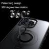 For iPhone 15 Pro Max Case Compatible with MagSafe Kickstand Translucent PC+TPU Phone Cover with Silicone Ring
