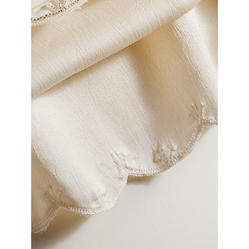 The Boutique Export Order Is Missing! Elegance Women's Beaded Gear Edge Round Neck Short Sleeve Satin Acetate Tencel T-shirt Summer