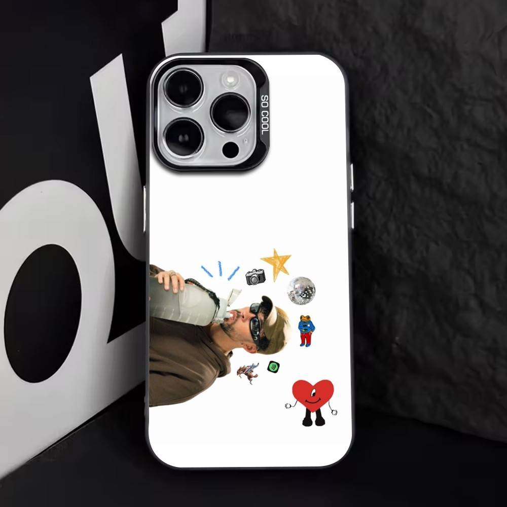 Bad Bunny Phone Case For iPhone 17,16,15,14,13,12,11 Plus,Pro Max,XS,Colorful Silver Black Cover