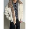 Blaexit Barn Style Fur Collar Thickened Warm Cotton Jacket Winter Clothing Men's Coat Fleece-Lined Short Cotton Jacket