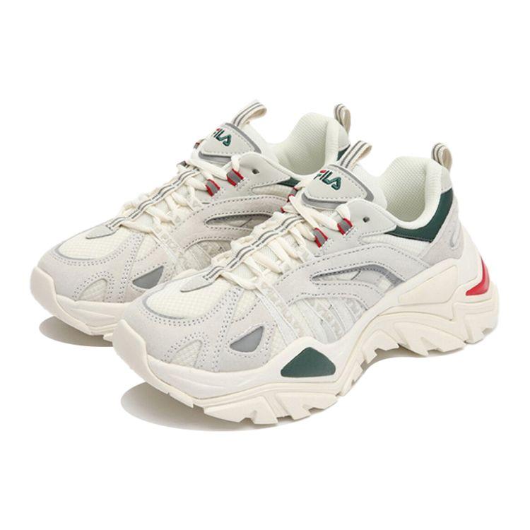 Fila София Ткань Синтетическая кожа Двухслойная замша Удобные Универсальные Низкие кроссовки Папа Кроссовки Унисекс Серый Красный Зеленый 1JM00790_926