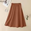 Women Loose Solid Color Casual A-line Skirts