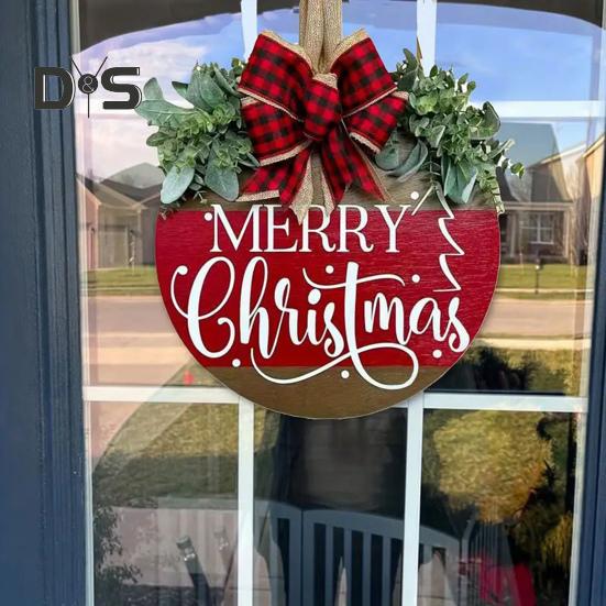 Рождественская приветственная табличка на дверь, праздничная вешалка для входной двери, украшение на венок, веселый рождественский деревянный знак, декор для домашней вечеринки