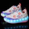 28-41 детская спортивная обувь с подсветкой, натирающая обувь, зарядка и разборка, скользящая обувь с двумя колесами, детские светящиеся кроссовки со светодиодной подсветкой