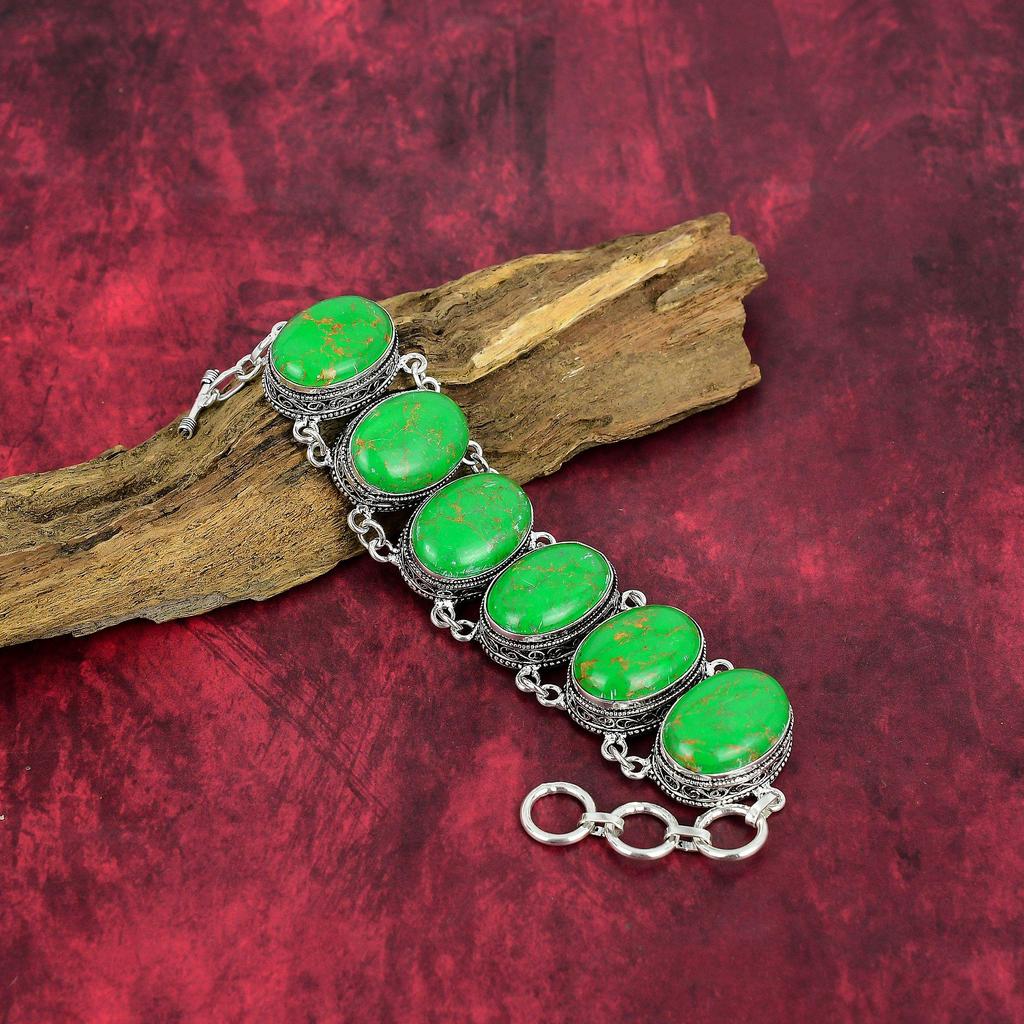 Ювелирные изделия ручной работы из зеленого медно-бирюзового драгоценного камня, комплект ювелирных изделий из стерлингового серебра 925 пробы, великолепный комплект ювелирных изделий из браслета и ожерелья для нее