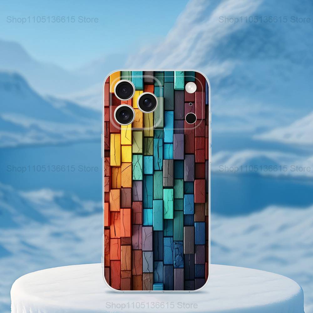 3D Art Block Cool Phone Case For iPhone 14,13,12,11,17,16,15,Pro,Max,Plus,X,XS,XR,SE,Mini Transparent Soft Cover