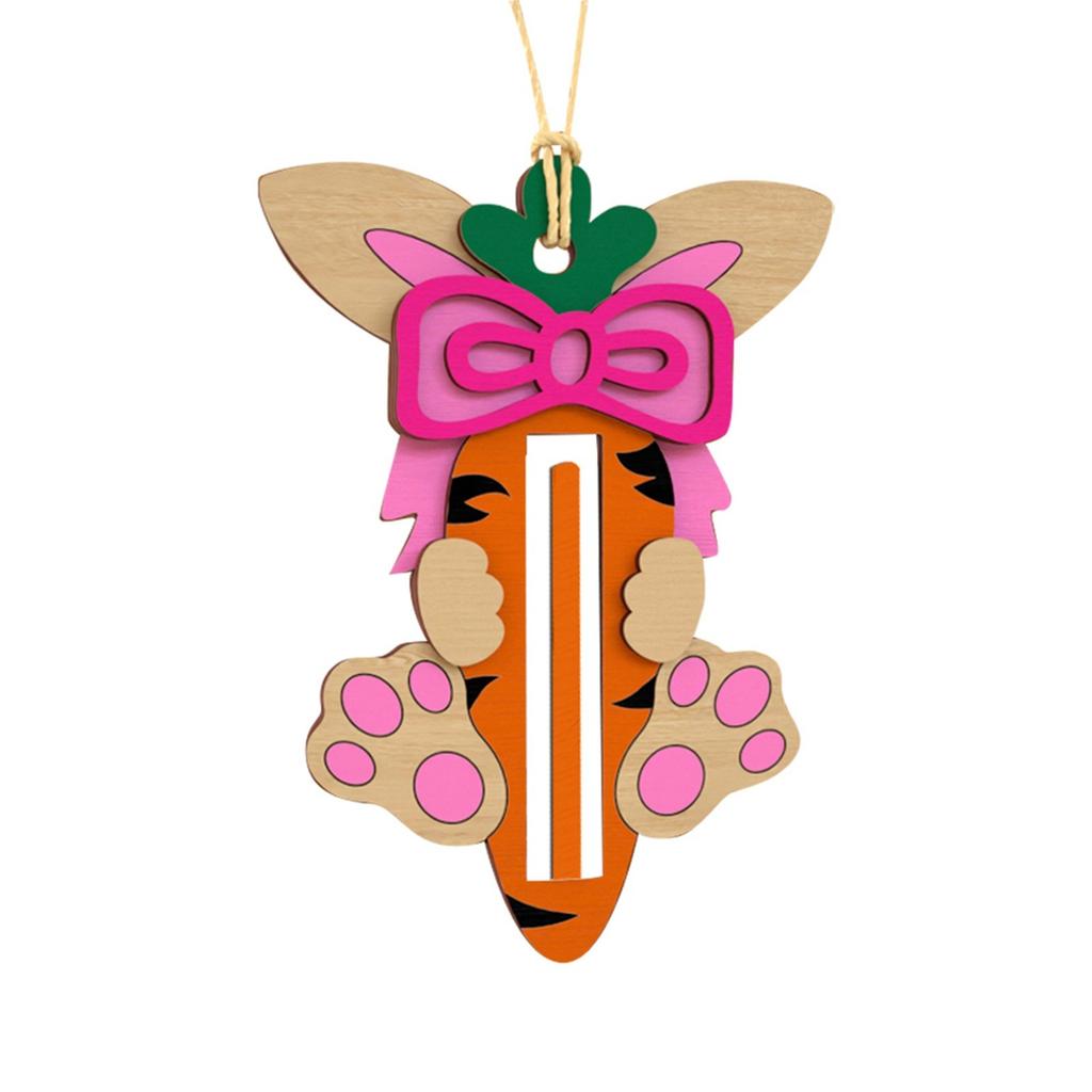 Easter Decoration, Hand Carved Cute Carrot Wallet Shaped Wooden Pendant 2D