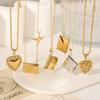 Stainless Steel Book-Shaped Pendant Necklace With Heart Clasp Women Ins Style Minimalist Locket Chain Jewelry