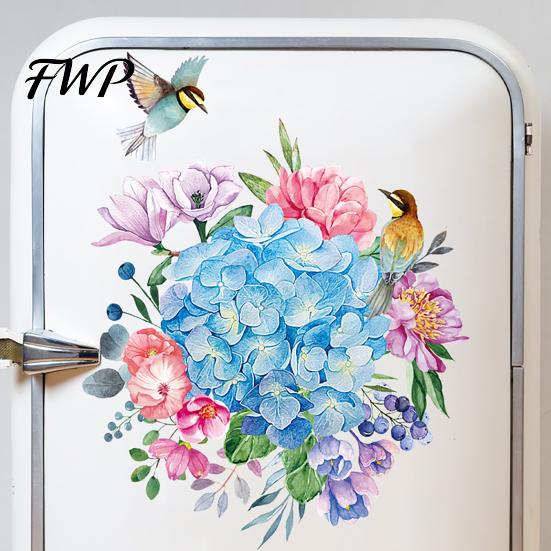 Bathroom Wall Decor Toilet Sticker, Birds Flowers Seat Lid Stickers, Self-Adhesive Floral Decorative Accessories Decals, Waterproof Sticker