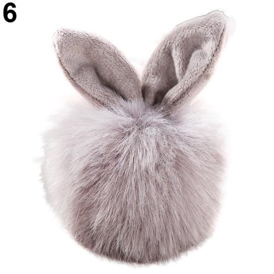 Cute Faux Fur Rabbit Ear Soft Pom Pom Ball Key Ring Chain Keychain Bag Decor