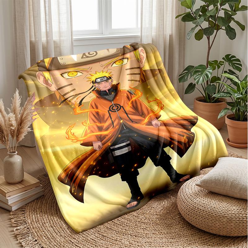 Naruto Uzumaki Printed Flannel Blanket Skin Friendly Warm Decorative Throw for Indoor Couch Bed Daily Use