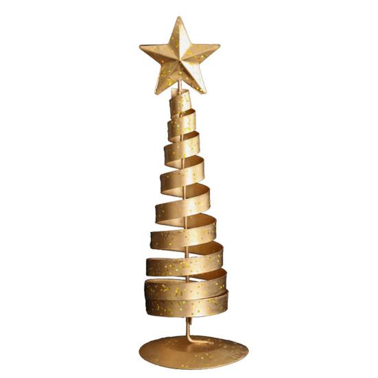 Gold Spiral Christmas Tree Decor Glittering Tabletop Tree with Star Topper for Holiday Home Office Table Centerpiece Mantel Shelf Decor