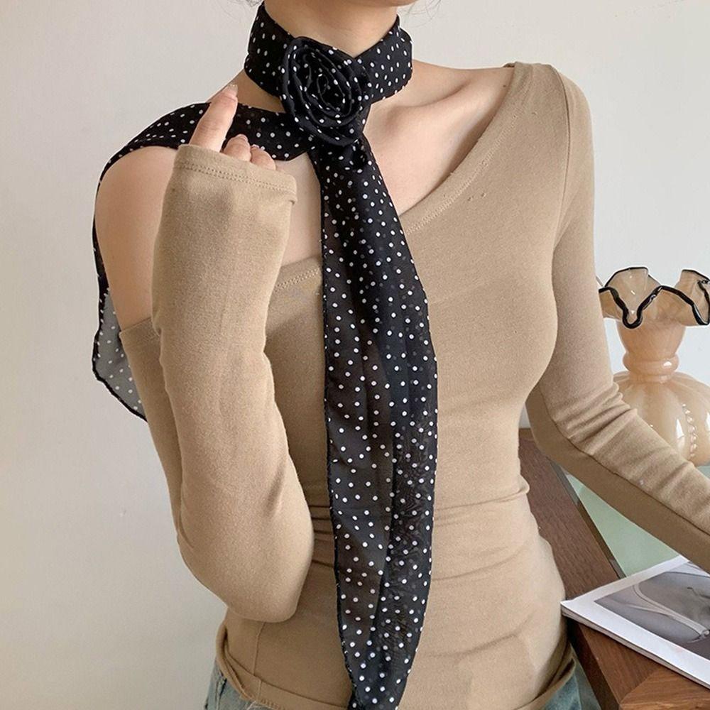Large Size Long Silk Scarf Summer Hair Band Fashion Long Ribbon Belt Tie For Women