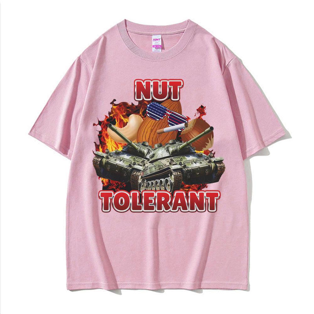 Nut Tolerant Funny Goofy Ahh Meme Tshirts Unisex High Street Vintage Short Sleeve T Shirt Men Summer Fashion Oversized Tees