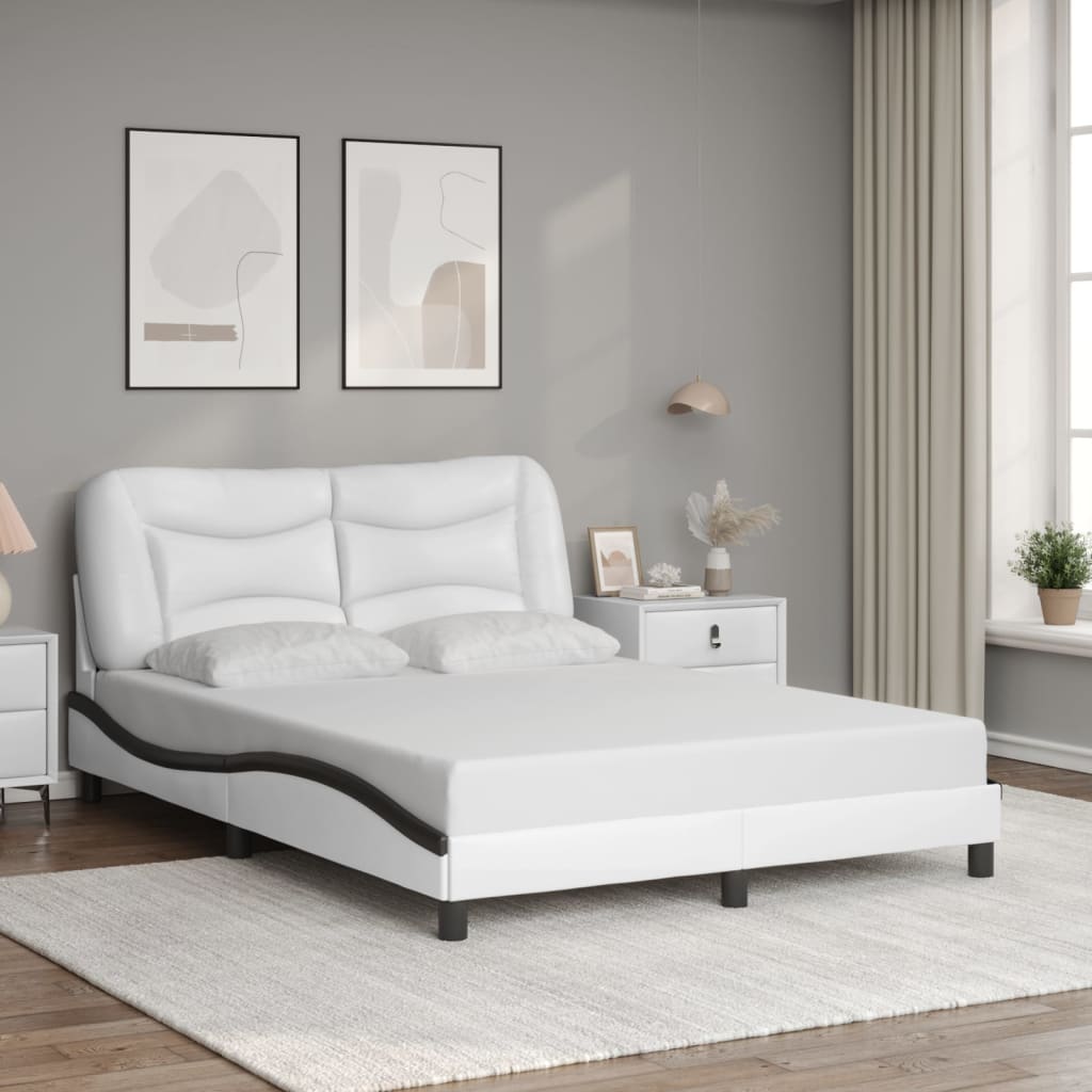 LED Bed Frame without Mattress Hvar White and Black 140x190 cm