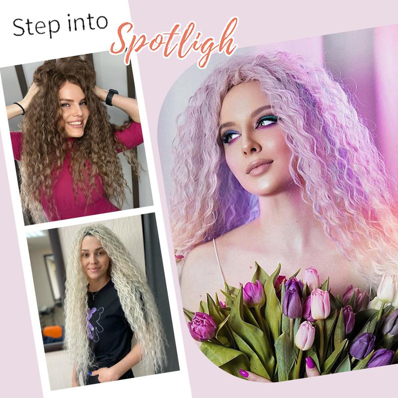 3Pcs/Lot Pink Ariel Curls Braiding Hair Extensions 22 30" Synthetic Loose Water Wave Twist Hair Ombre Grey Purple Crochet Braids