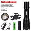 Hunting Flashlight Zoomable White/Red/Green Light Tactical Flashlight LED Light With 18650 Battery+Charger+Pressure switch
