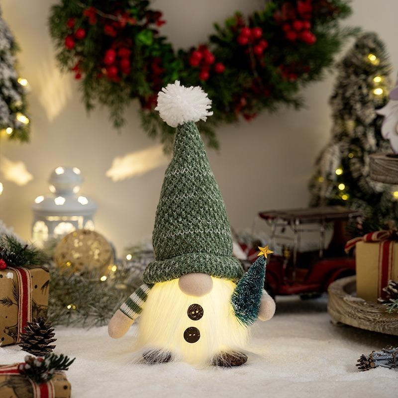 30CM Glowing Knitted Gnome Doll with Led Night Light Christmas Decorations 2025 Home Xmas Tree Decor Navidad New Year 2025 Gift