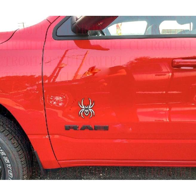 1pc New Spider Emblems 3D Fender Rear Door Badges Sticker Replacement for F-150 Silverado Sierra RAM Black Widow Edition (Chrome)