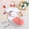 3 шт./компл. Боди для новорожденных девочек с цветочным принтом + юбка-пачка с повязкой на голову, шорты, летний наряд