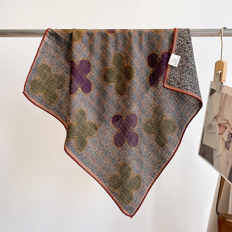 Двусторонний шарф из шелка и шерсти «Тропические джунгли» — роскошная теплая зимняя шаль для женщин