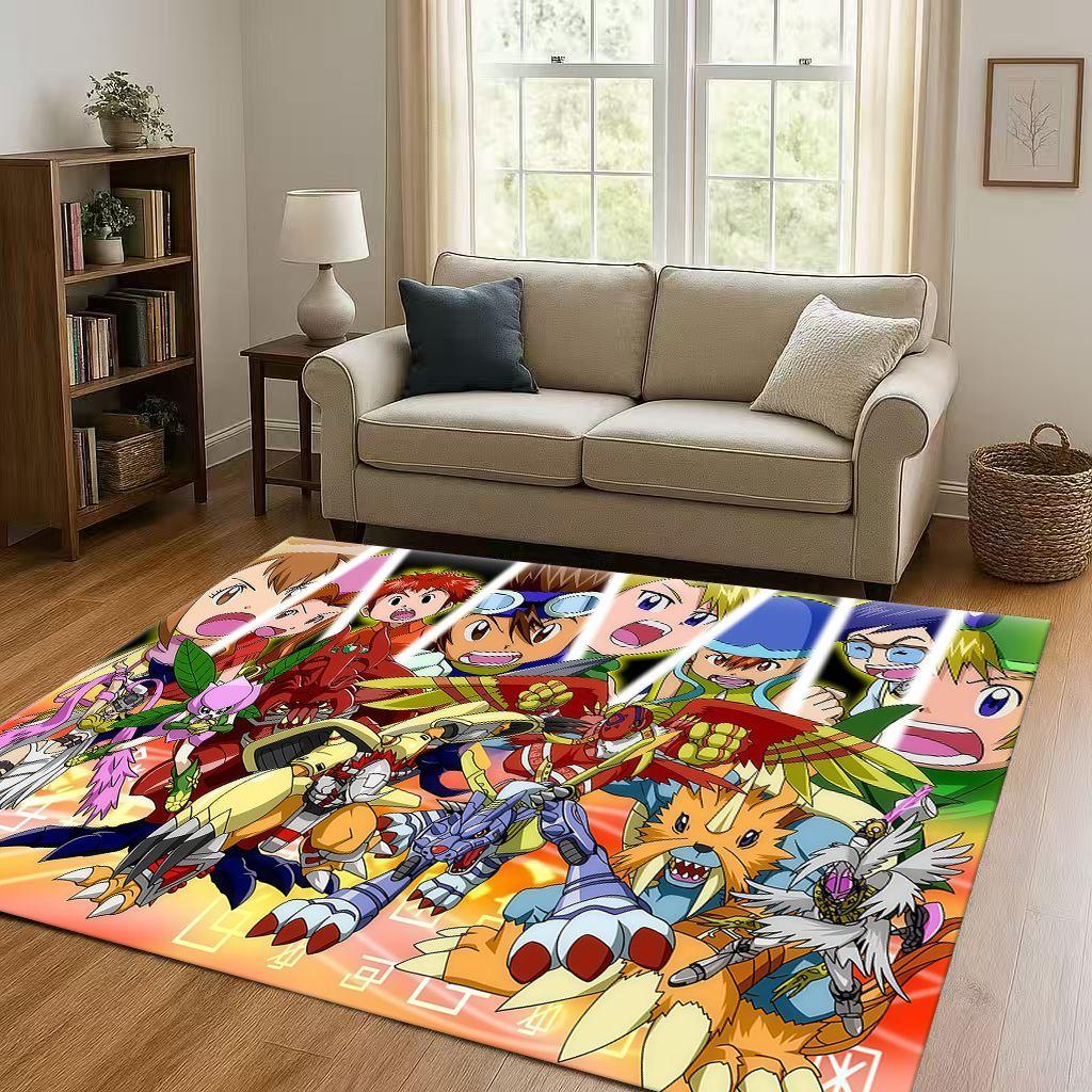 3D Cartoon Digimon Adventure Angemon Living Room Non Slip Area Rug Soft Carpet for Bedroom Sofa,Easy Clean Home Doormat Playmat