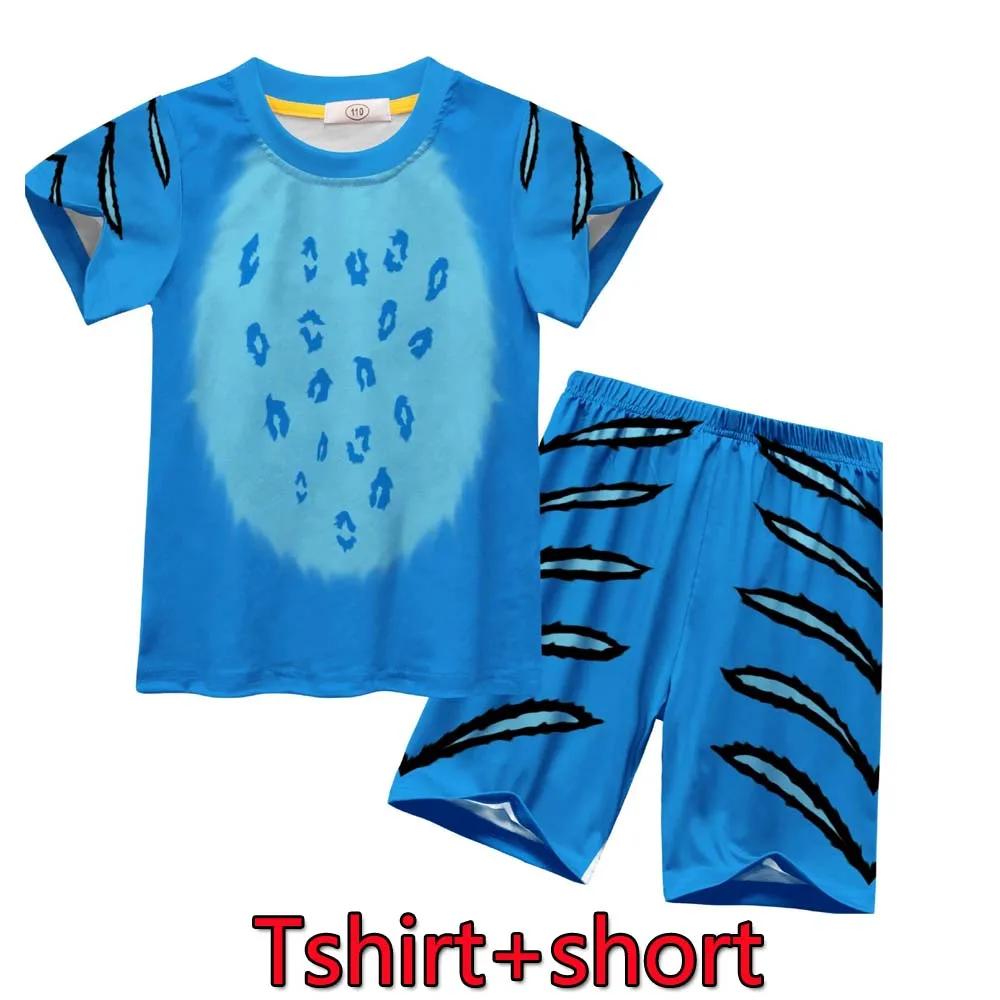 blue Tiger Cosplay Costume elf Tiger Hoodie Pants Sets Kids Halloween Christmas Party Funny Outfits Suit