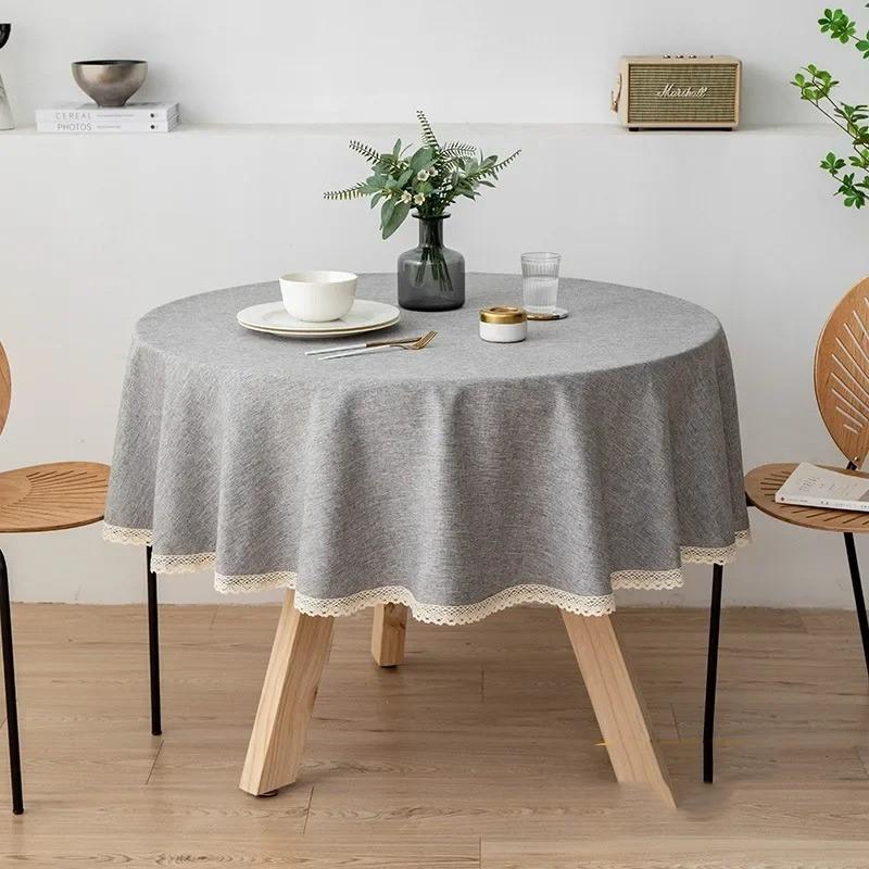 Кружевные скатерти водо- и маслостойкие скатерти для чая, кофе, круглые хлопчатобумажные льняные скатерти для свадебной вечеринки, украшения для дома, защитная накладка