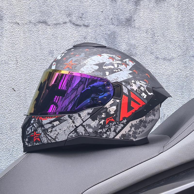 Motorcycle Helmet Men's and Women's Face-off Helmet Summer Locomotive Full Helmet Universal Safety In All Seasons
