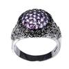 Purple Crystal Rose Flowers Geometric Retro Ring