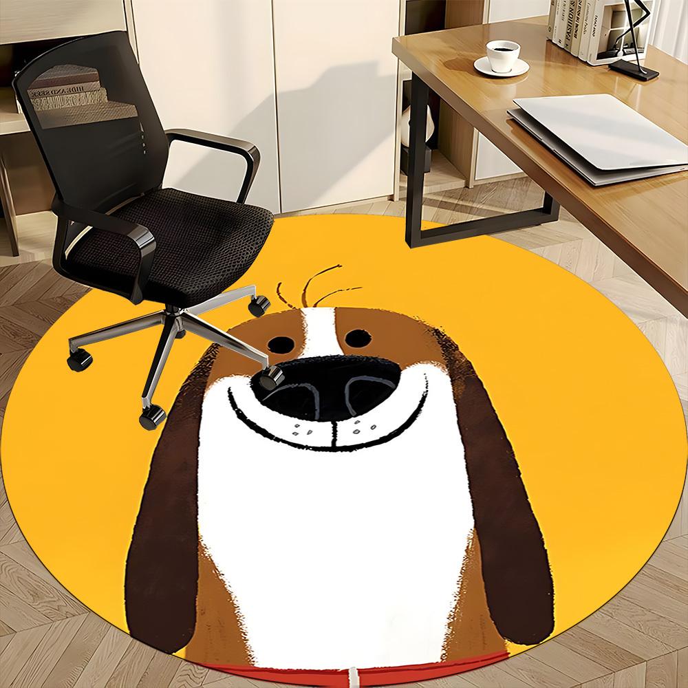 1PC Puppy Pet Office Round Area Rug,  Mat Suitable ForOffice, Under Office Chairs Bedroom Living Room Home Decor, Room Deco