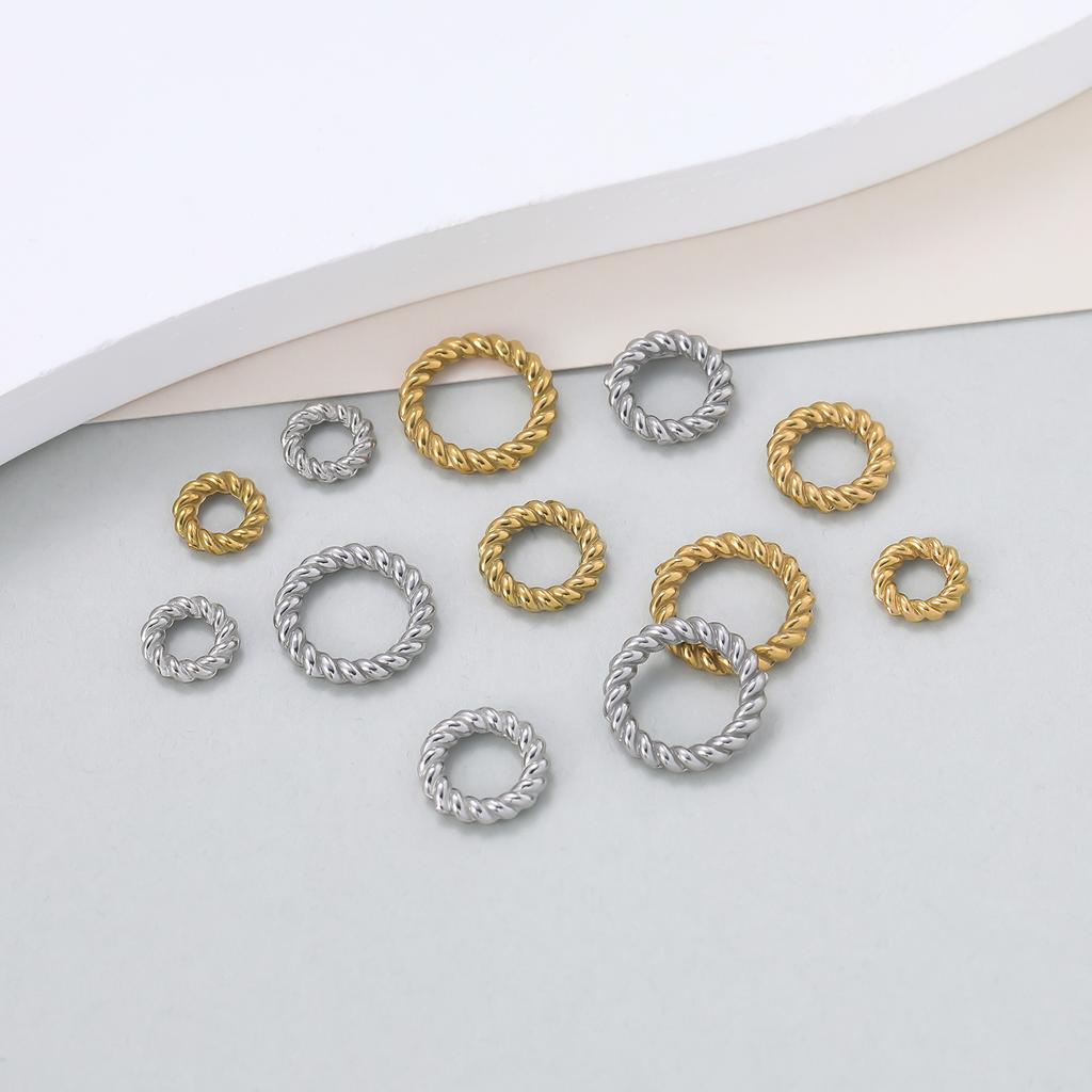 10pcs Stainless Steel 6 8 10mm Twist Rope Circle Connector Closed Jump Rings Split Ring Thick for DIY Jewelry Making Supplies