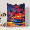 1PC Palm Tree Car Blanket Soft Warm All Season Throw for Sofa, Bed, Car, Office Vibrant Colorful Design, Durable & Cozy Gift