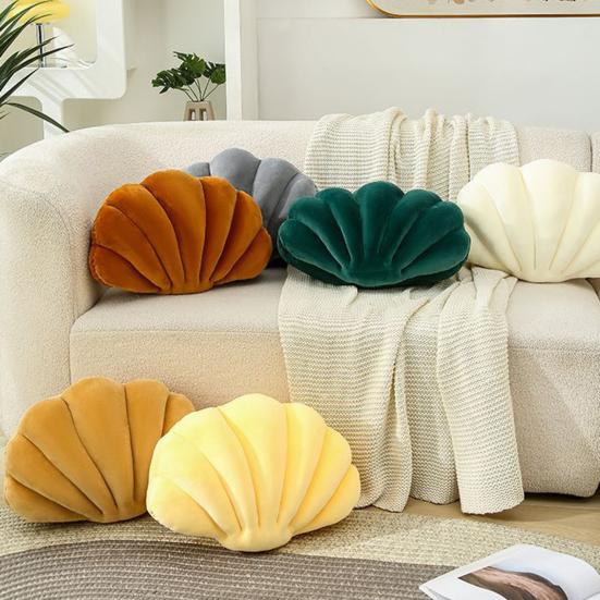 Shell-Shaped Stuffed Pillow Cushion Super Soft Wear Resistant Vibrant Color Seashell Bed Sofa Cushion Home Decoration