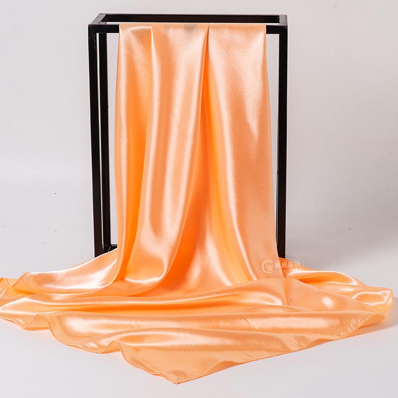 Элегантный квадратный шарф из атласного шелка для женщин - 90x90 см Монохромный аксессуар для весны и осени